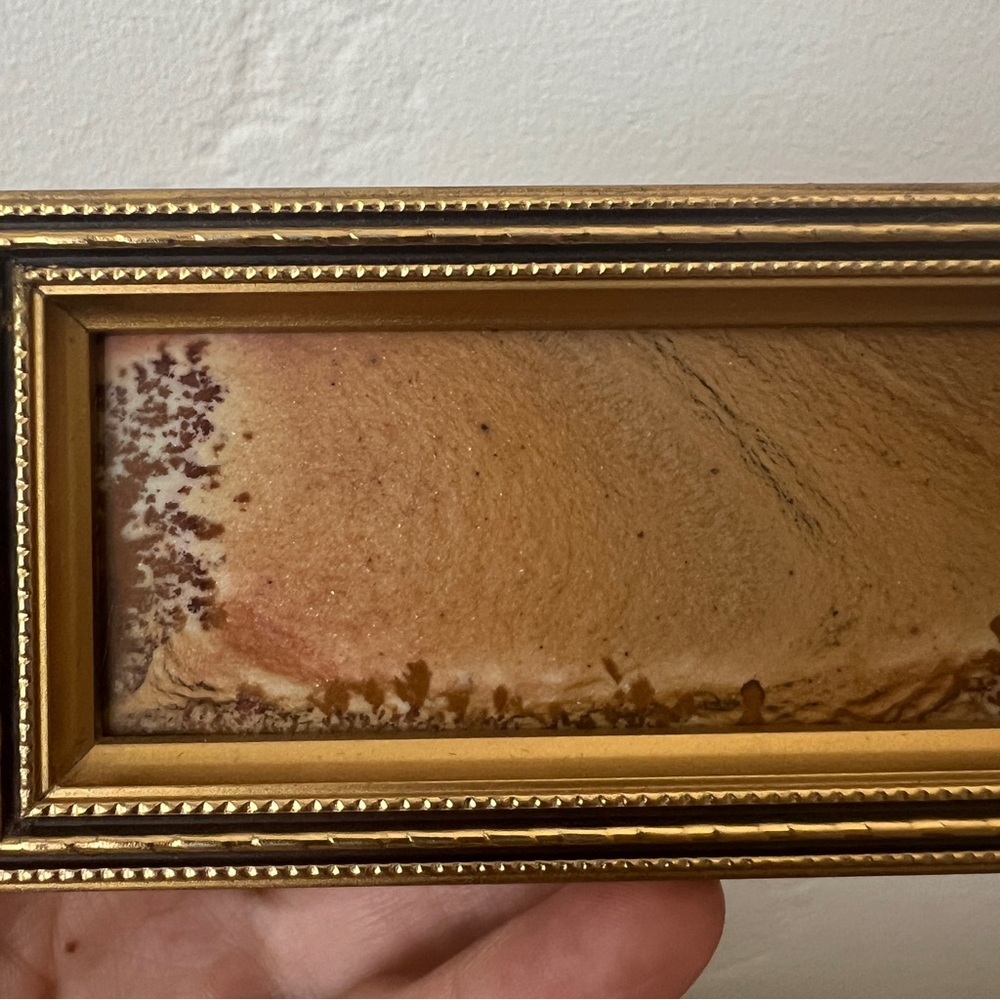 Vintage Gilded Framed Picture Jasper Stone Landscape Art Rock Marfa Texas curio - Picture 6 of 14